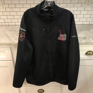 Eddie Bauer Jacket Mens 2XL Black Soft Shell Company Embroidered Logo Oilwell